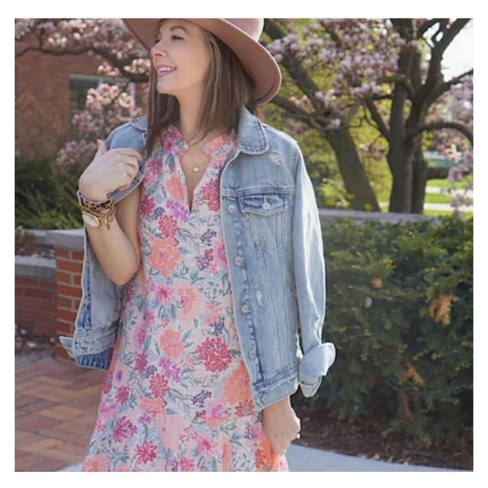 New LOFT Floral Flutter Flounce Dress Sz S Petite